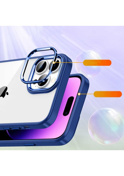 Apple iPhone 14 Pro Kılıf Case, Kamera Lens Korumalı Elektroplatin Kaplama Sert Pc Koruyucu Colourful Platinum Serisi