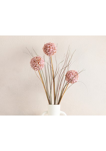 Grass Bush Plastik Tek Dal Yapay Çiçek 63 cm Pembe