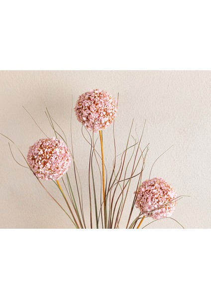 Grass Bush Plastik Tek Dal Yapay Çiçek 63 cm Pembe