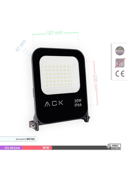 Smd LED Projektör 6500K Beyaz Işık 30W modelleri