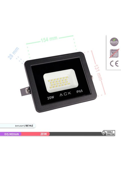Smd LED Projektör 6500K Beyaz Işık 20W modelleri