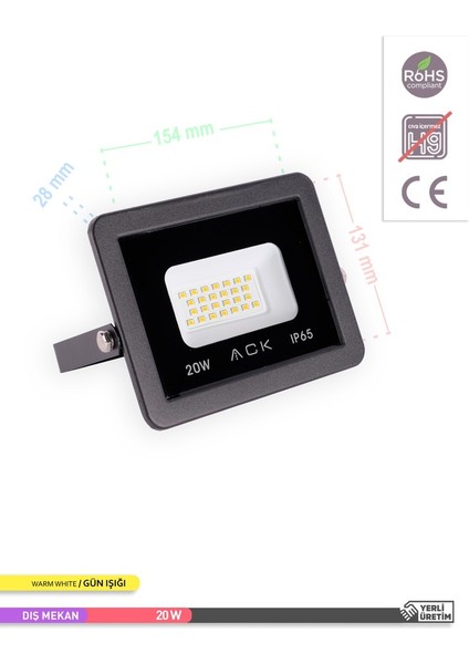 Smd LED Projektör 3000K Gün Işığı 20W fırsatları