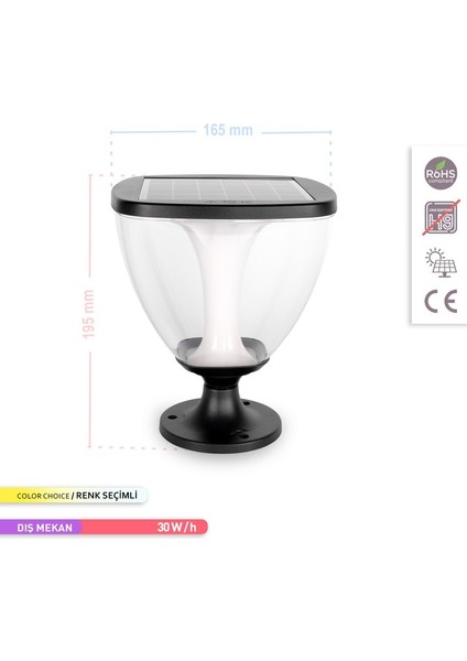 Solar LED Bahçe Armatürü Ayarlanabilir Renk Güneş Enerjili Bahçe Aydınlatması modelleri