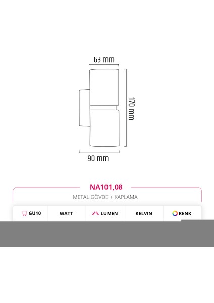 Çift Yönlü İç Mekan Eskitme Aplik 2X5W 3000K Gün Işığı NA101