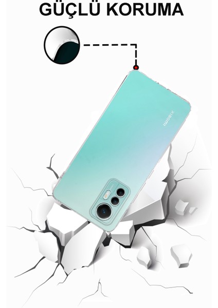 Caseworld Xiaomi Mi 12 Lite ile Uyumlu Kapak Kamera Korumalı Tıpalı Şeffaf Silikon Kılıf