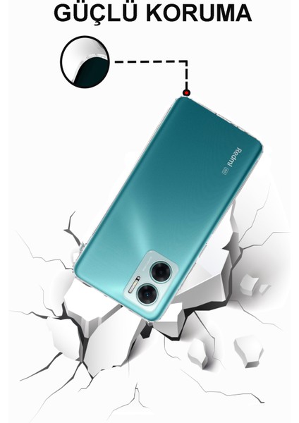 Caseworld Xiaomi Redmi Note 11E ile Uyumlu Kapak Kamera Korumalı Tıpalı Şeffaf Silikon Kılıf