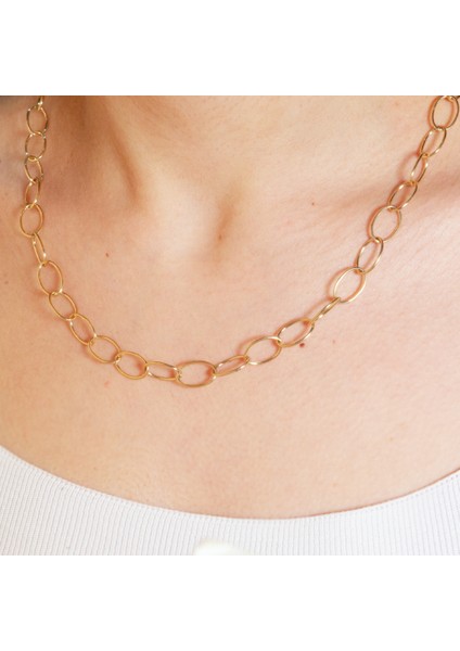 Oval Halka Sıralı 14 Ayar Zincir