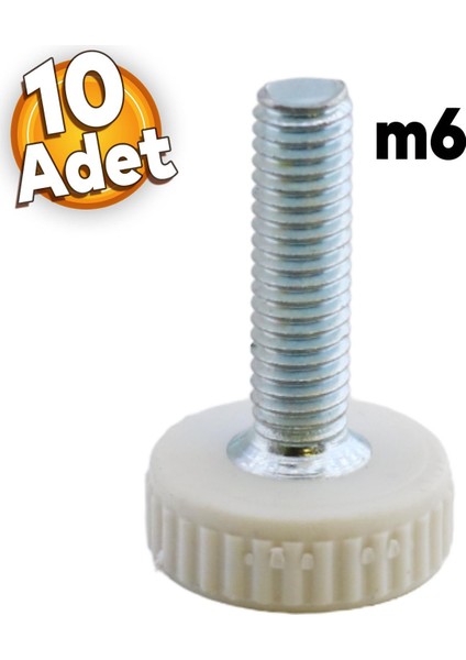 Bingo Rotil Ayakları M6 Civatalı Mm Beyaz Profil Ayağı 2.5 Cm (10 Adet)