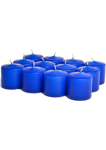 12 Li Votiv Kütük Mum Mavi Renk