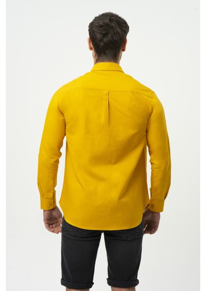 Hardal Uzun Kollu Erkek Keten Gömlek M50090 fiyatları