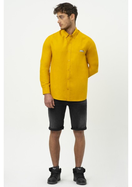 Hardal Uzun Kollu Erkek Keten Gömlek M50090 modelleri