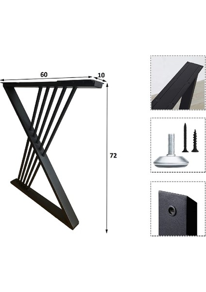 Tolia Home Metal Masa-Yemek Masası- Çalışma Masası Ayağı 2 Adet Ayak 72 cm Mobilya Ayağı