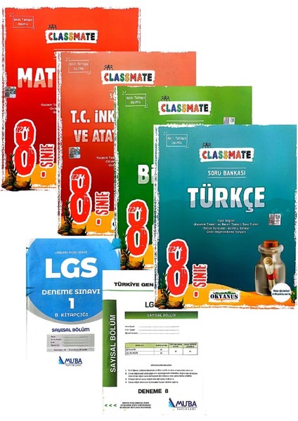 8. Sınıf Clasmate 4'lü Soru Bankası Set-2024-(Aydın+Muba Yayınları Denemeli)
