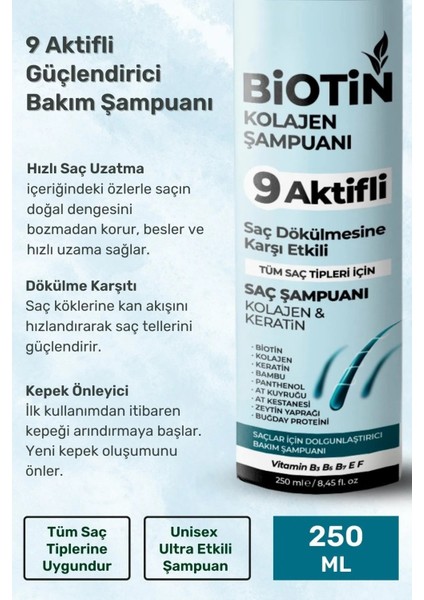 illa Life 9 Aktifli Keratin Biotin Hızlı Etkili Bakım Şampuanı 250 ML
