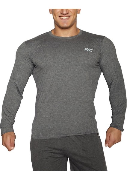 Basic Uzun Kollu T-Shirt Gri