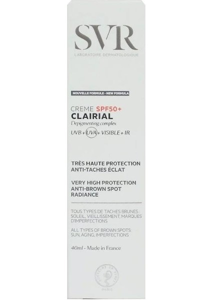 Clairal Creme SPF50+ Leke Karşıtı Güneş Koruyucu Krem 40ML