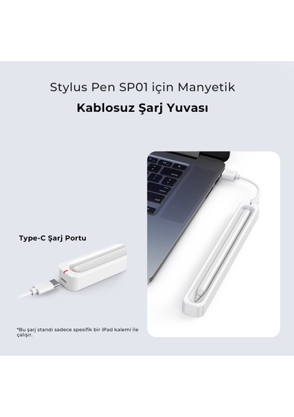 DK01 Bluetooth Stylus Pen SP01 için Manyetik Kablosuz Dock Station Şarj Yuvası Beyaz