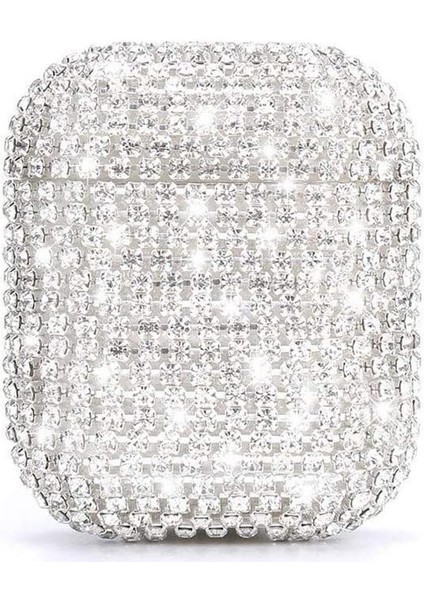 Airpods 1. Nesil / 2. Nesil Kılıf Diamond Swarovski Görünümlü Taşlı Gümüş