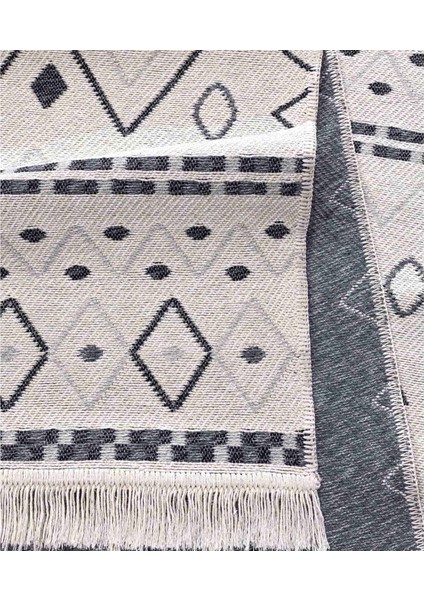 Duo Krem Gri Çift Taraflı Yıkanabilir Dokuma Kilim 24247A