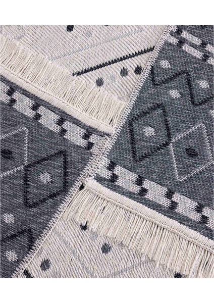 Duo Krem Gri Çift Taraflı Yıkanabilir Dokuma Kilim 24247A