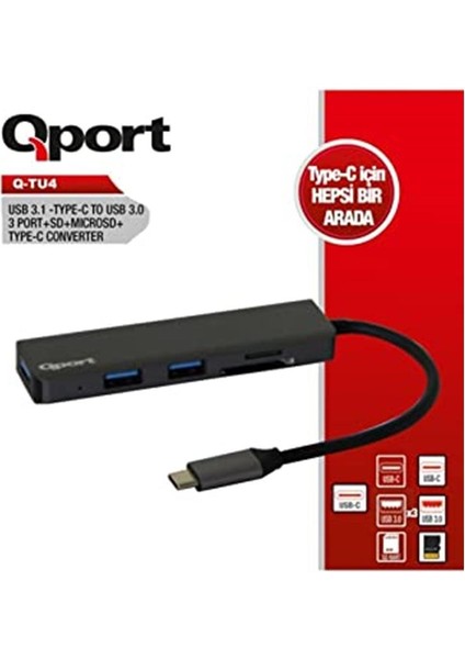 Q Tu4 Type C To USB 3.0 3port ve Sd ve Micro Sd ve Type C F Çevirici