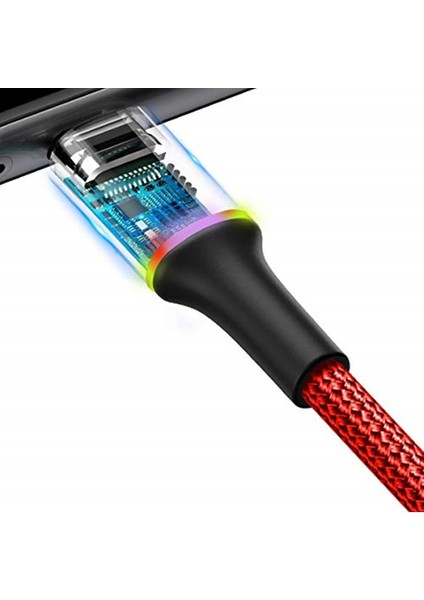 Halo, 3.0 A Usb-A & Usb-C Şarj & Data Aktarım Kablosu, 1 Metre, Kırmızı