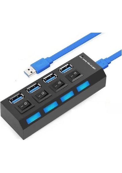 4 Port USB 3.0 Çoklayıcı Hub Ledli On/off Anahtarlı