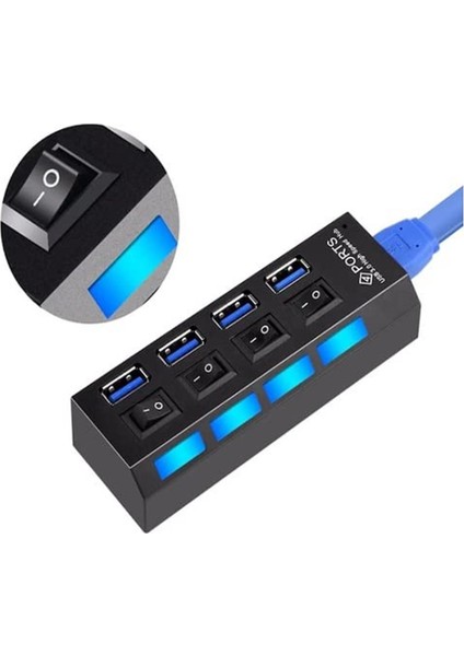 4 Port USB 3.0 Çoklayıcı Hub Ledli On/off Anahtarlı