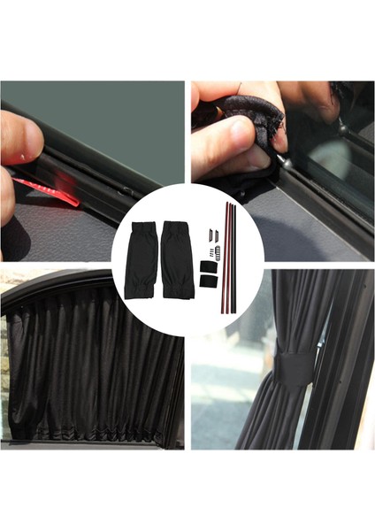 2 Adet Araba Pencere Perde Güneşlik Araç Bebek Van Suv Uv Visor Kit Siyah (Yurt Dışından)