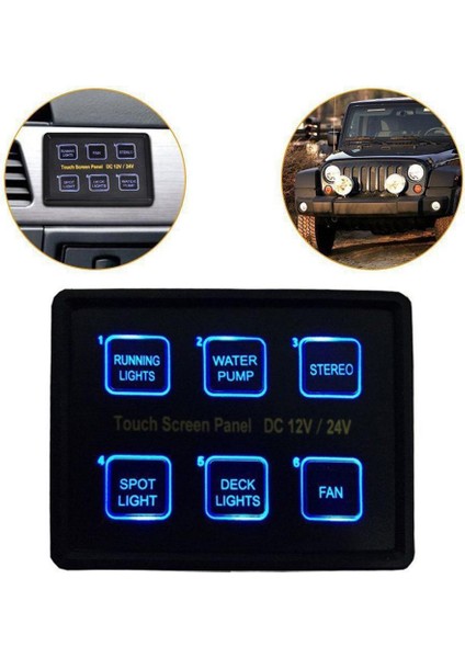 12 V 24 V 6 Çete LED Dokunmatik Ekran Anahtarı Kontrol Paneli Araba Tekne Kamyon Karavan Için (Yurt Dışından)
