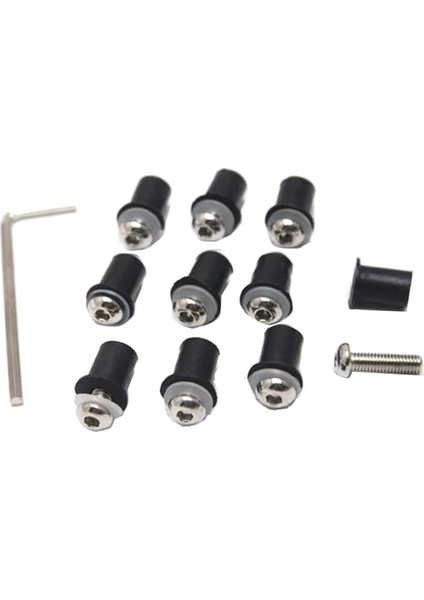10 Paket Alüminyum Motosiklet Ön Cam Sırpuk Suzuki Yamaha Kawasaki Gümüş Için Uygun ve Wellnuts ile M5 (Yurt Dışından)