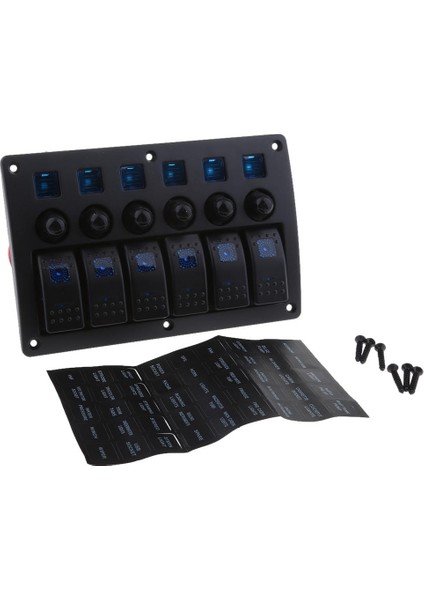 6 Çete Deniz Geçişi Rocker Anahtar Paneli Su Geçirmez 12V -24V Mavi LED (Yurt Dışından)