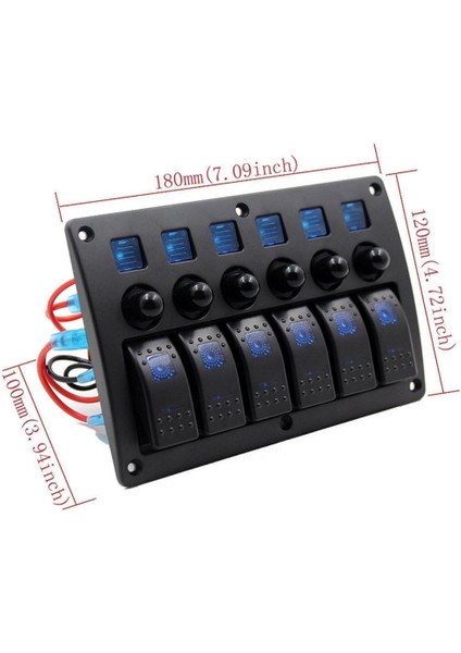 6 Çete Deniz Geçişi Rocker Anahtar Paneli Su Geçirmez 12V -24V Mavi LED (Yurt Dışından) fırsatları