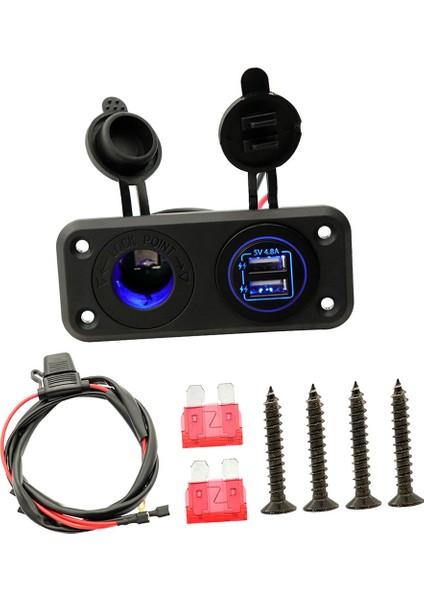 12 24V Çift USB Hızlı Şarj Soketi Outlet Deniz Tekneleri Için Mavi LED Işıklar (Yurt Dışından)