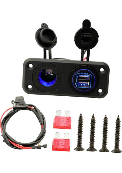 12 24V Çift USB Hızlı Şarj Soketi Outlet Deniz Tekneleri Için Mavi LED Işıklar (Yurt Dışından)
