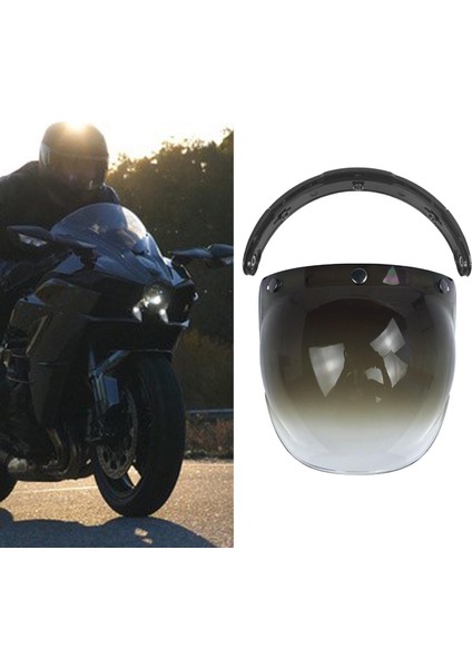 3 Snap Visor Kalkanı Açık Motosiklet Kaskları Için Yukarı Çıkarın Siyah Gradyan (Yurt Dışından) modelleri