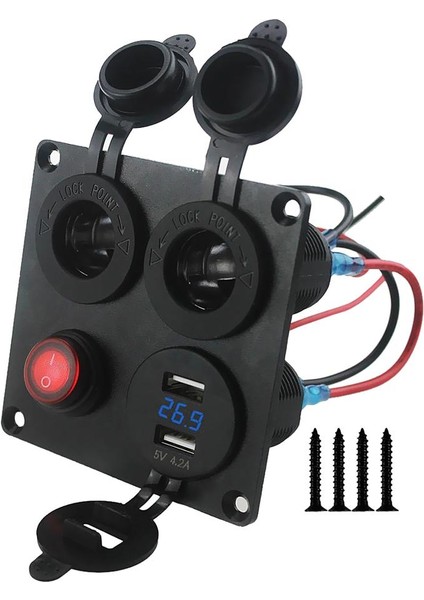 Çift USB Şarj + Voltmetre + 12 V Soket + Anahtarı 4 Delik Paneli Deniz Araba (Yurt Dışından) fiyatları