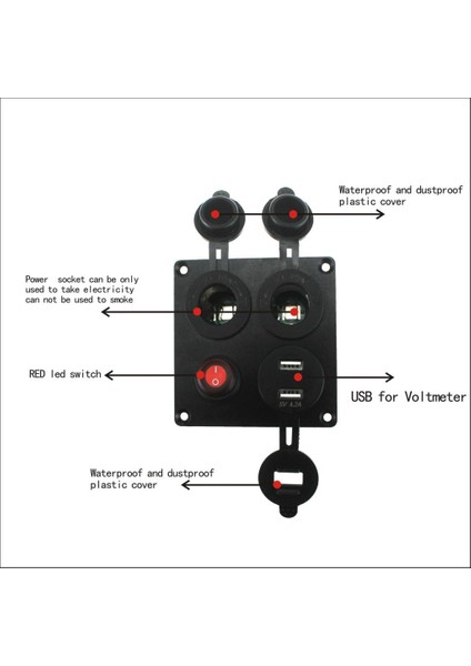 Çift USB Şarj + Voltmetre + 12 V Soket + Anahtarı 4 Delik Paneli Deniz Araba (Yurt Dışından) fırsatları