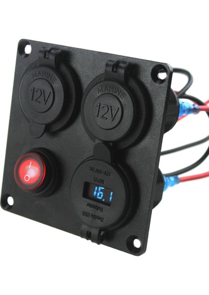 Çift USB Şarj + Voltmetre + 12 V Soket + Anahtarı 4 Delik Paneli Deniz Araba (Yurt Dışından) indirimleri