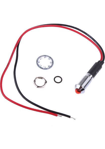 Su Geçirmez 8mm 12V Kırmızı LED Metal Gösterge Ampulü (Yurt Dışından) fırsatları