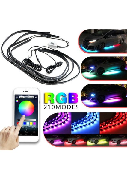 Araba LED Renkli Underbody Şasi Işık App Kontrol Atmosfer Işık Şerit Normal Renkli (Yurt Dışından)