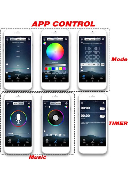 Araba LED Renkli Underbody Şasi Işık App Kontrol Atmosfer Işık Şerit Normal Renkli (Yurt Dışından)
