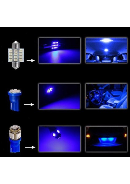 11X Evrensel Mavi LED Işıklar Iç T10 & 31MM Harita Dome Işıkları Lambalar (Yurt Dışından) fiyatları