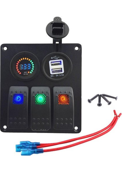 Su Geçirmez Voltmetre 3 Çete Rocker Anahtar Paneli DC12V Araba Tekne Güç Şarj Cihazı (Yurt Dışından) fiyatları
