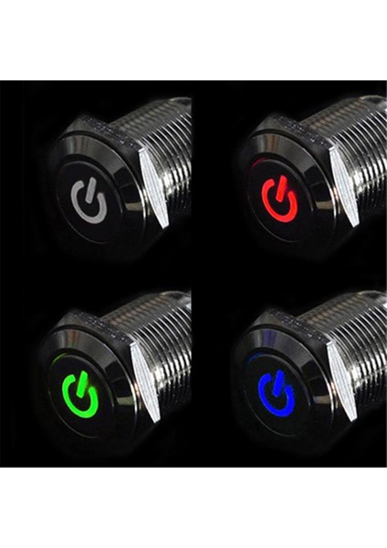 2x 12V LED Push Düğmesi Anahtarı Mandal 16MM Güç Halkası Alüminyum Beyaz + Mavi (Yurt Dışından) fiyatları