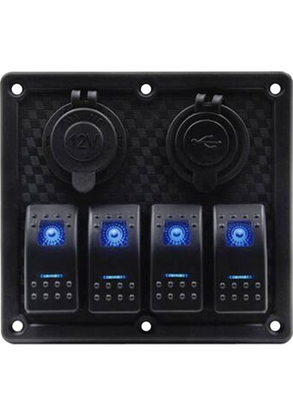 4 Gang Rocker Anahtarı Paneli Devre Kesici Çift LED (Yurt Dışından)