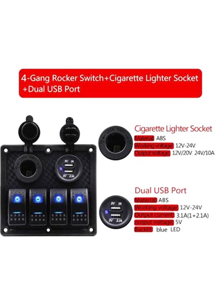 4 Gang Rocker Anahtarı Paneli Devre Kesici Çift LED (Yurt Dışından) modelleri
