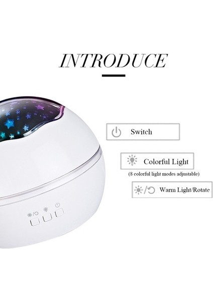 Gece Işığı Projektörü 360 ° Dönen Renkli Yıldızlı Gökyüzü (Yurt Dışından) modelleri