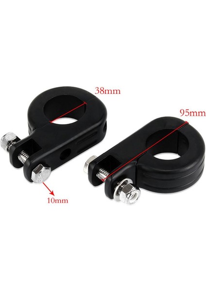 Motosiklet 1-1/2 '' Motor Karayolu Ayağı Peg Montaj Kelepçe Kiti - Siyah (Yurt Dışından)