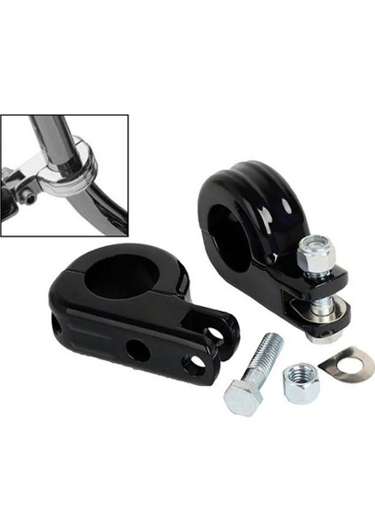 Motosiklet 1-1/2 '' Motor Karayolu Ayağı Peg Montaj Kelepçe Kiti - Siyah (Yurt Dışından)